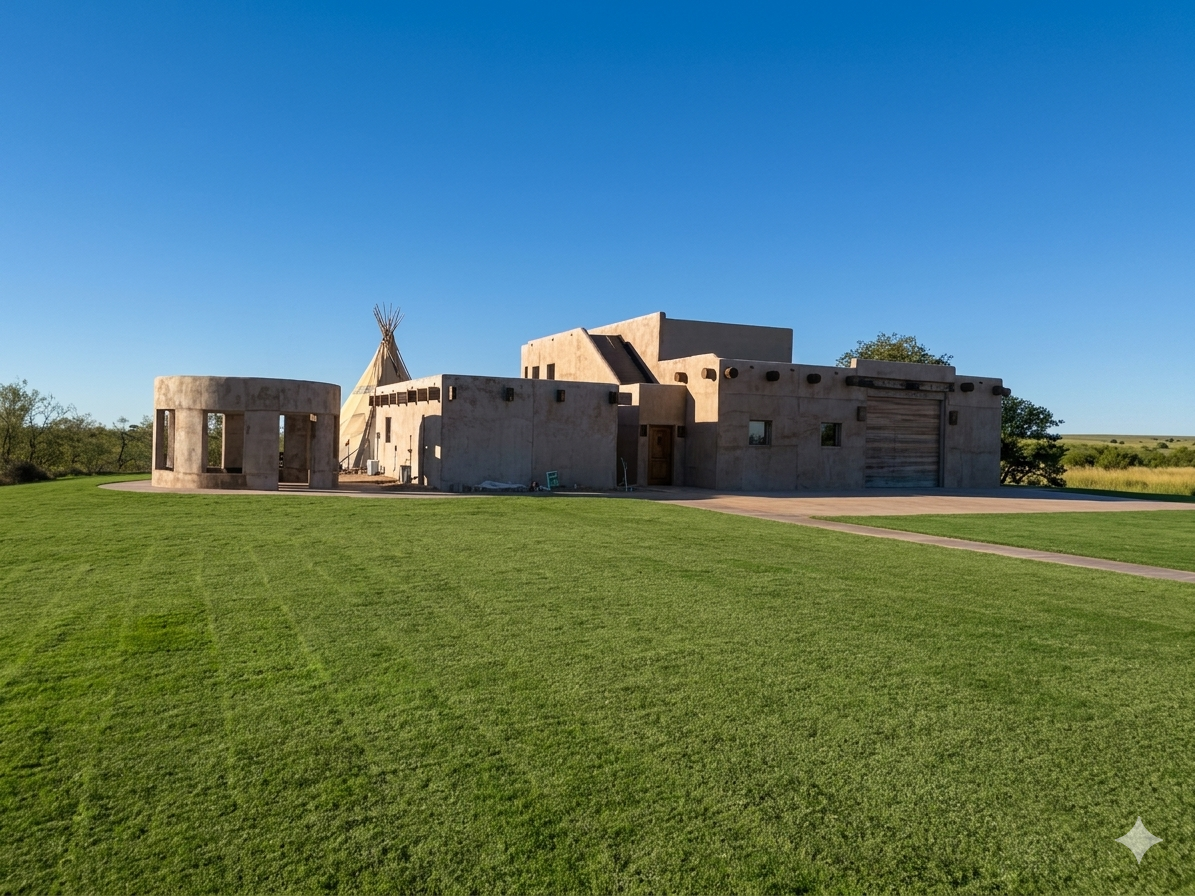 River Springs Ranch Lodge - Adobe-style architecture with traditional teepee